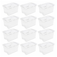 Sterilite Single 48 Quart Clear Hinged Lid Storage Tote Container, (12 Pack)