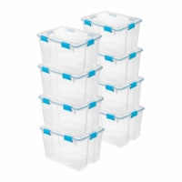 Sterilite 80-Qt Clear Plastic Stackable Storage Bin w/ Gasket Latch Lid, 8 Pack