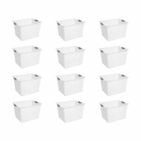 Sterilite Deep Ultra Nesting Plastic Storage Bin Basket Tote, White (12 Pack)
