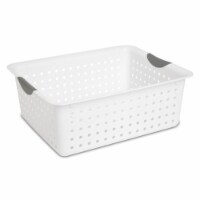 Sterilite Large Ultra Plastic Storage Bin Baskets with Handles, White, 18 Pack