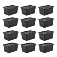 Sterilite 27 Gallon Durable Rugged Industrial Totes with Red Latches, 12 Pack