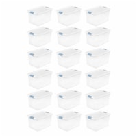 Sterilite 64 Qt Clear Plastic Stackable Storage Bin w/ White Latch Lid, 18 Pack