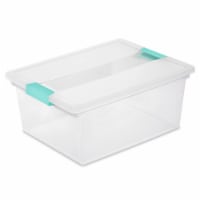 Sterilite Deep Clear Plastic Stackable Storage Bin with Clear Latch Lid, 8 Pack Perspective: Main