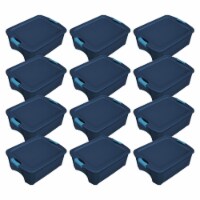Sterilite 12 Gal Latching Lid Storage Tote Container w/ Handles, Blue (18 Pack)