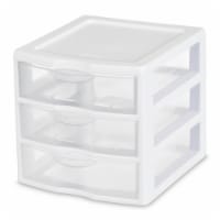 Sterilite ClearView Plastic Small 3 Drawer Desktop Storage Unit, White, 12 Pack