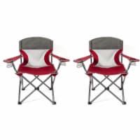 Mac Sports Heavy Duty Big Comfort Quad XL Folding Camping Chair, Red (2 Pack)