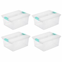 Sterilite Deep Clear Plastic Stackable Storage Bin w/ Clear Latch Lid, 16 Pack