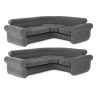 Intex Corner Sofa L-Shaped Inflatable Lounge Couch w/ Cupholders, Gray (2 Pack) Perspective: Main