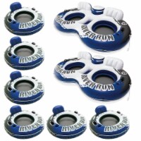Intex River Run II Inflatable 2 Person Float (2 Pack) & 1 Rider Floats (6 Pack)