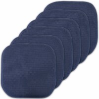 Sweet Home Collection | Honeycomb Memory Foam Non Slip 16 x 16 Chair Pad, Navy, 6 PK