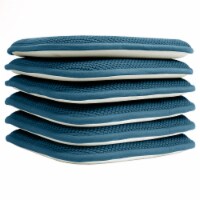 Sweet Home Collection | Honeycomb Memory Foam Non Slip 16 x 16 Chair Pad, Pea. Blue, 6 PK