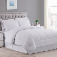 Sweet Home Collection | 6-PC Dobby Stripe, All Season Bed-in-A-Bag, Twin, Solid White
