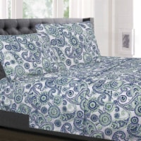 Sweet Home Collection | 4-Piece Modern Paisley Printed Microfiber Sheet Set, Full