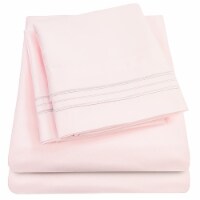 Sweet Home Collection | 4-Piece Luxury Microfiber Sheet Set, King, Pale Pink