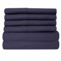 Sweet Home Collection | 6-Piece Solid Brushed Microfiber Sheets, RV Short Queen, Navy