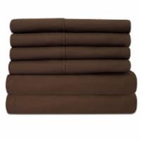Sweet Home Collection | 6-Piece Solid Brushed Microfiber Sheets, RV Short Queen, Brown