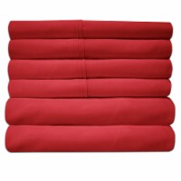 Sweet Home Collection | 6-Piece Solid Brushed Microfiber Sheets, RV Short Queen, Samba Red