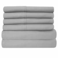 Sweet Home Collection | 6-Piece Solid Brushed Microfiber Sheets, RV Short Queen, Silver