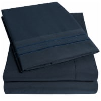 Sweet Home Collection | 4-Piece Luxury Microfiber Sheet Set, RV Short Queen, Navy