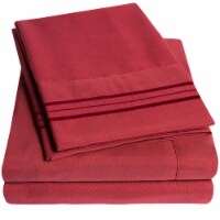 Sweet Home Collection | 5-Piece Luxury Microfiber Sheet Set, Split King Size, Burgundy