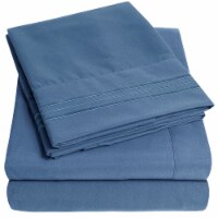 Sweet Home Collection | 5-Piece Luxury Microfiber Sheet Set, Split King Size, Denim