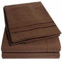 Sweet Home Collection | 4-Piece Luxury Microfiber Sheet Set, Queen, Brown