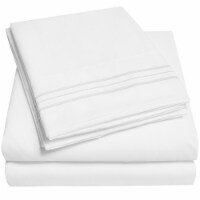 Sweet Home Collection | 4-Piece Luxury Microfiber Sheet Set, Full, White