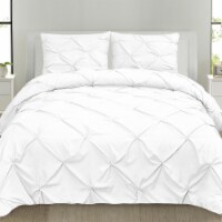Sweet Home Collection | 3-Piece Pinch Pleat Pintuck Comforter Set, Full/Queen, White