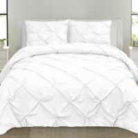 Sweet Home Collection | 3-Piece Duvet Cover Pinch Pleat Pintuck Set, King, White