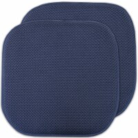 Sweet Home Collection | Honeycomb Memory Foam Non Slip 16 x 16 Chair Pad, Navy, 2 PK