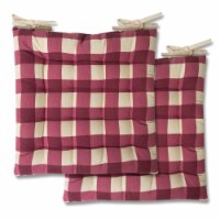 Sweet Home Collection | Tufted Chair Pad Cushion 16 x 16 with Ties, Buffalo Check, 2 PK