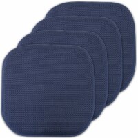 Sweet Home Collection | Honeycomb Memory Foam Non Slip 16 x 16 Chair Pad, Navy, 4 PK