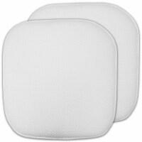 Sweet Home Collection | Honeycomb Memory Foam Non Slip 16 x 16 Chair Pad, White, 2 PK
