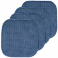 Sweet Home Collection | Honeycomb Memory Foam Non Slip 16 x 16 Chair Pad, Blue, 4 PK