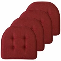 Sweet Home Collection | Solid U Shaped Memory Foam 17 x 16 Chair Cushions, Wine, 4 PK