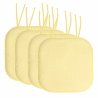 Sweet Home Collection | Honeycomb Memory Foam Non-Slip 16 x 16 Chair Pad with Ties, 4 PK