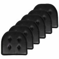 Sweet Home Collection | Memory Foam Chair Pad No Slip Faux Leather 16 x 17 , Black, 6 PK