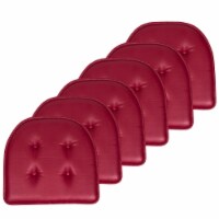 Sweet Home Collection | Memory Foam Chair Pad No Slip Faux Leather 16 x 17 , Burgundy, 6 PK