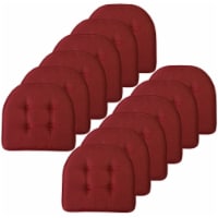 Sweet Home Collection | Solid U Shaped Memory Foam 17 x 16 Chair Cushions, Wine, 12 PK