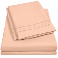 Sweet Home Collection | 4-Piece Luxury Microfiber Sheet Set, California King, Peach