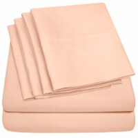 Sweet Home Collection | 6-Piece Solid Brushed Microfiber Sheets, RV Short Queen, Peach