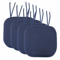 Sweet Home Collection | Honeycomb Memory Foam Non-Slip 16 x 16 Chair Pad with Ties, 4 PK