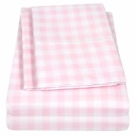 Sweet Home Collection | Pink Gingham Printed Sheet Set, Kids Fun and Comfortable, Twin