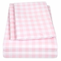 Sweet Home Collection | Pink Gingham Printed Sheet Set, Kids Fun and Comfortable, Twin