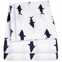 Sweet Home Collection | Swimming Sharks Printed Sheet Set, Kids Fun and Comfortable, Full