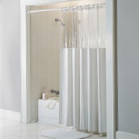 Window Shower Curtain Clear See Through Top 10 Gauge Vinyl Shower Curtain, White, 72x72