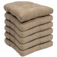 Sweet Home Collection | Memory Foam Tufted Chair Cushion Non Slip Rubber Back, Taupe, 6 PK