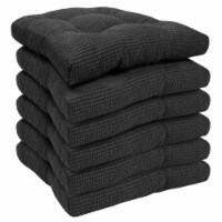 Sweet Home Collection | Memory Foam Tufted Chair Cushion Non Slip Rubber Back, Gray, 6 PK