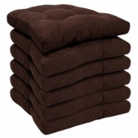 Sweet Home Collection | Memory Foam Tufted Chair Cushion Non Slip Rubber Back, Choco, 6 PK