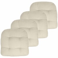 Sweet Home Collection Patio Cushions Outdoor Chair Pads Thick Fiber Fill  Tufted 19 x 19 Seat Cover, Cream, 6 Pack